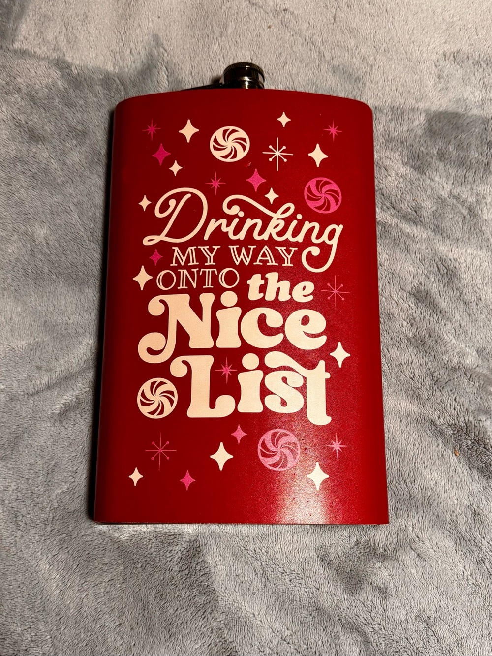 Red Holiday Flask — "Drinking My Way Into The Nice List"